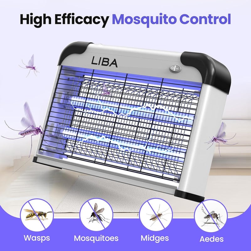 LiBa Electric Bug Zapper, Indoor Insect Killer - (2) Extra Replacement Bulbs - Fly, Mosquito Killer and Repellent - Lightweight, Powerful 2800V Grid, Easy-to-Clean, with a Removable Washable Tray. - Image 2